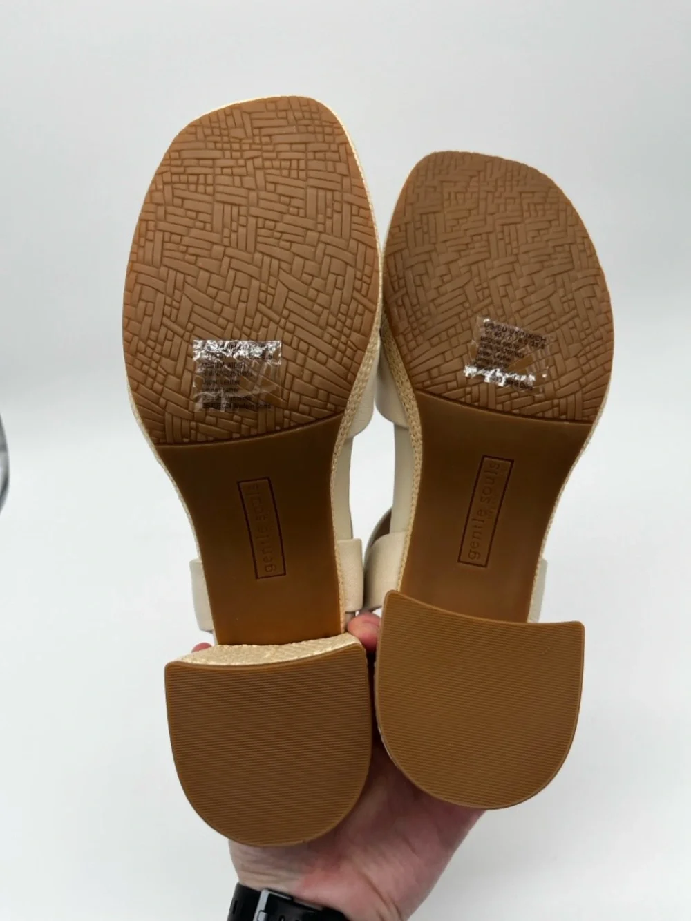 Gentle Souls Rimini Sandals Cream Leather Block Heel Ankle Strap - US 8.5